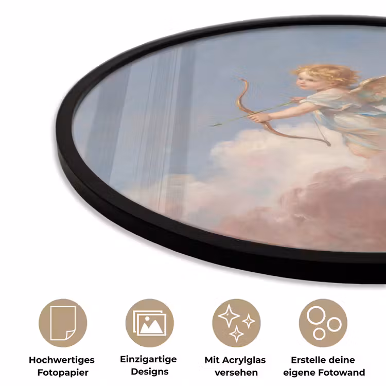 Engel - Pijl en boog - Mythologie - Klassiek Fotolijst rond zonder passe partout klein -closeup_DE