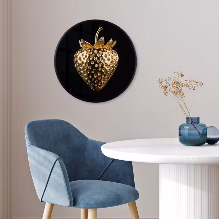 Aardbei - Goud - Zwart - Chrome Fotolijst rond zonder passe partout klein -sfeer2