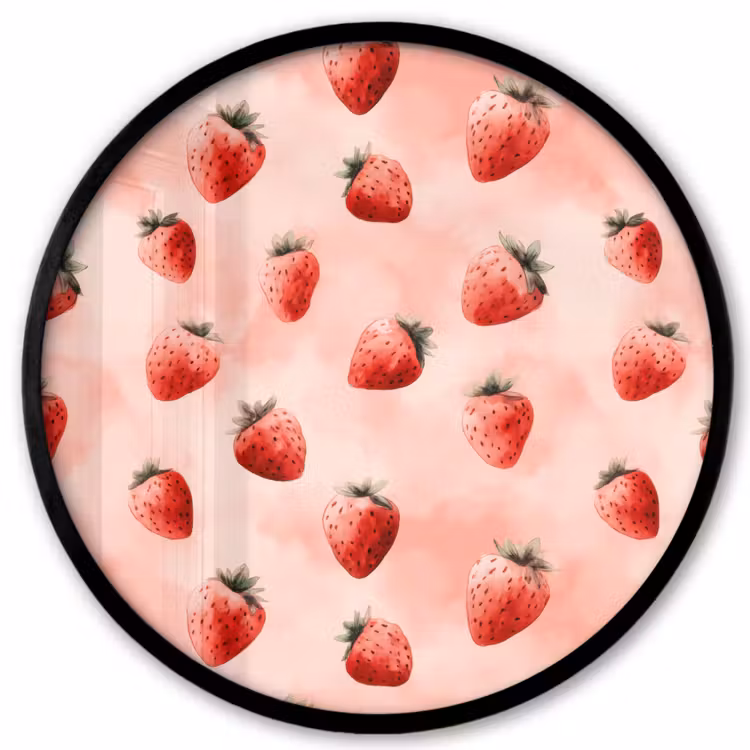 Aardbei - Patroon - Roze Fotolijst rond zonder passe partout klein 856 -3d