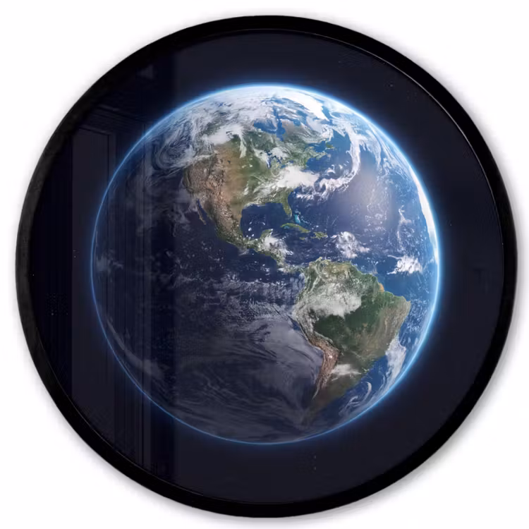 Poster im Rahmen Rund - Erde – Weltraum – Kosmos - Aarde - Ruimte - Kosmos Fotolijst rond zonder passe partout klein