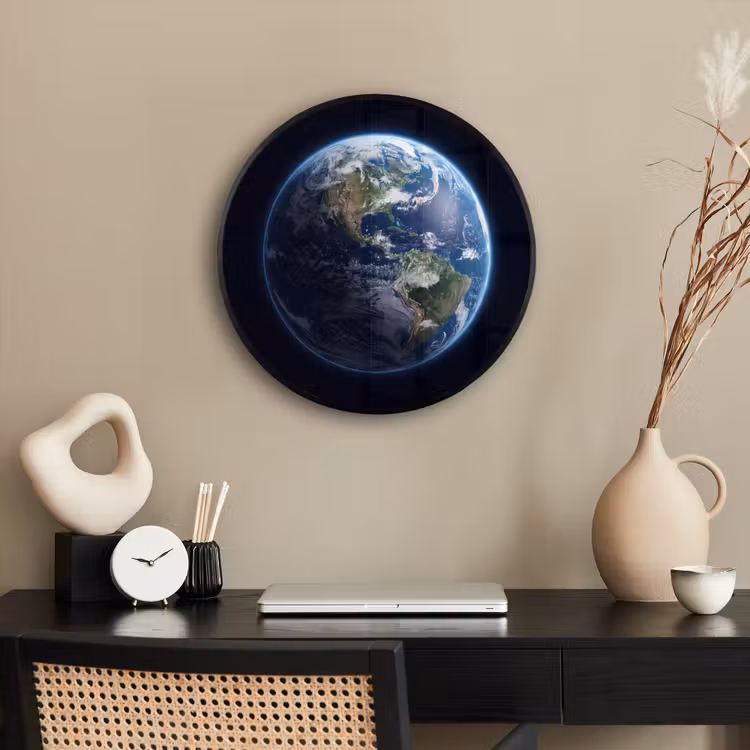 Poster im Rahmen Rund - Erde – Weltraum – Kosmos - Aarde - Ruimte - Kosmos Fotolijst rond zonder passe partout klein
