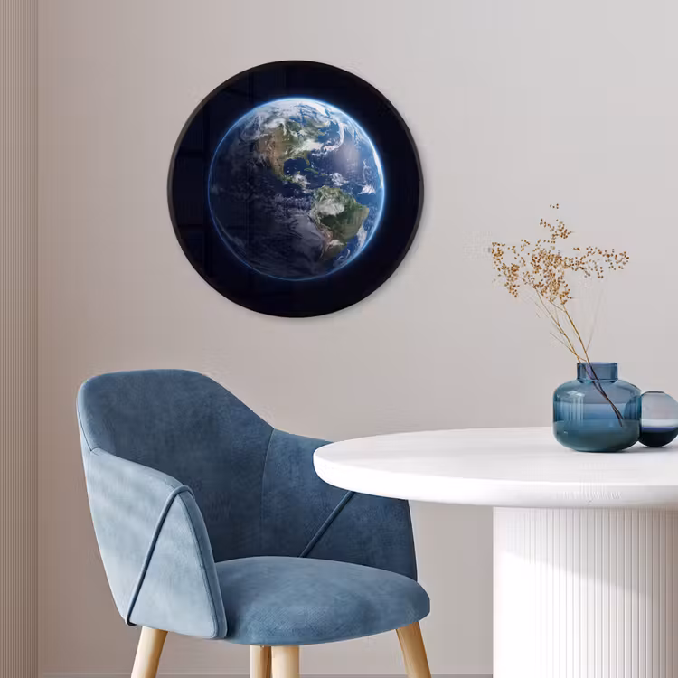 Poster im Rahmen Rund - Erde – Weltraum – Kosmos - Aarde - Ruimte - Kosmos Fotolijst rond zonder passe partout klein