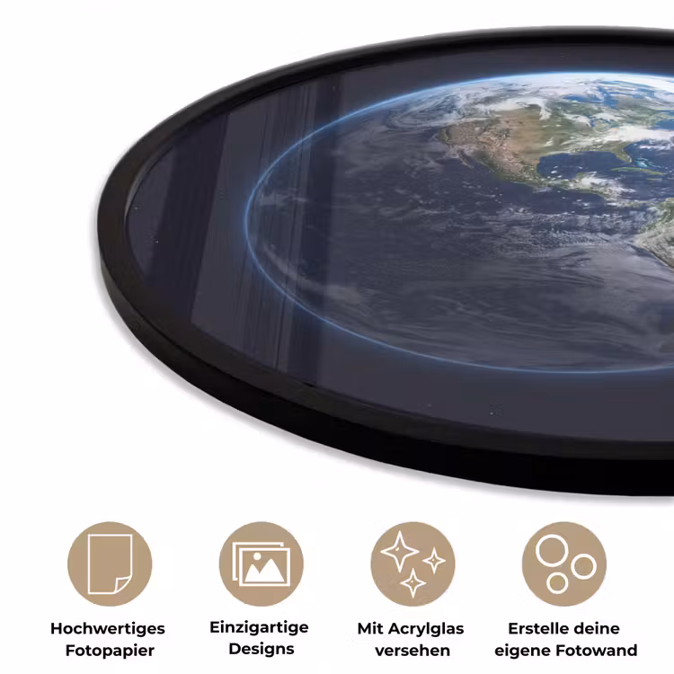 Poster im Rahmen Rund - Erde – Weltraum – Kosmos - Aarde - Ruimte - Kosmos Fotolijst rond zonder passe partout klein