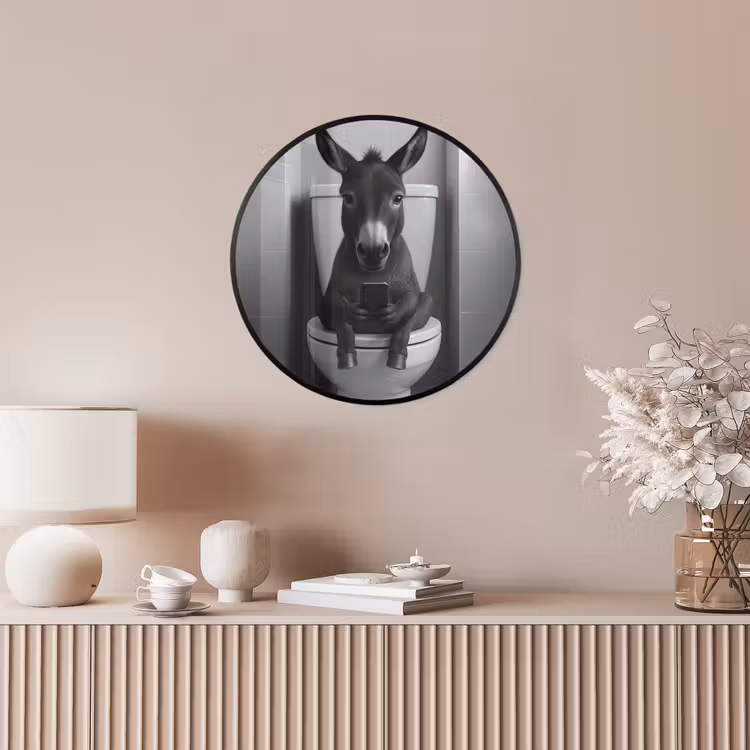 Ezel - Telefoon - Toilet - Zwart - Wit Fotolijst rond zonder passe partout klein -sfeer3