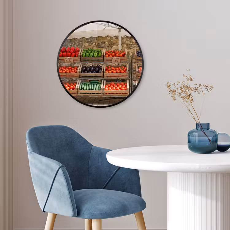Poster im Rahmen Rund - Essen – Markt – Frisch - Eten - Markt - Vers Fotolijst rond zonder passe partout klein