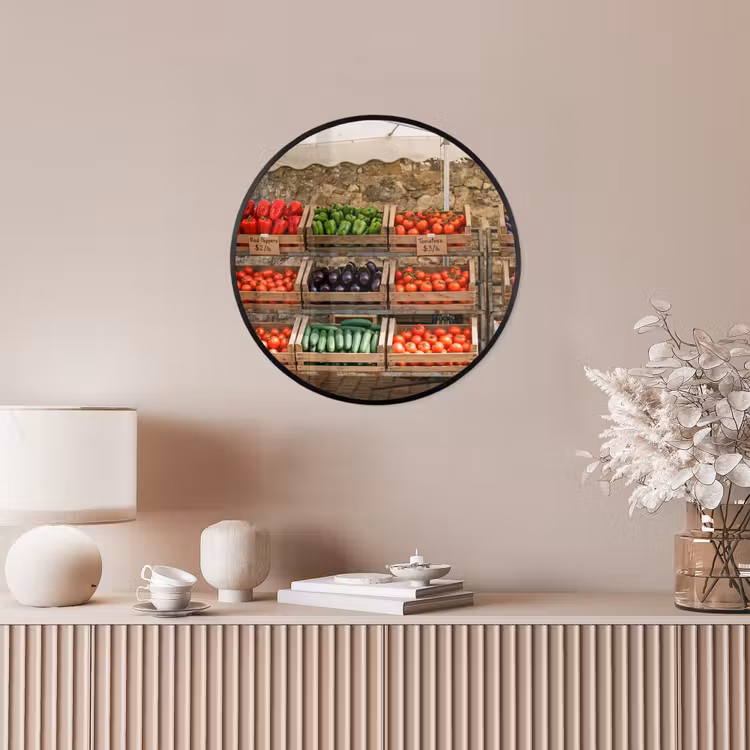 Poster im Rahmen Rund - Essen – Markt – Frisch - Eten - Markt - Vers Fotolijst rond zonder passe partout klein