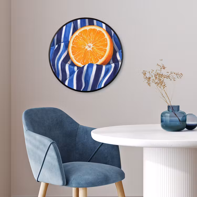 Poster im Rahmen Rund - Essen – Obst – Orange - Eten - Fruit - Oranje Fotolijst rond zonder passe partout klein