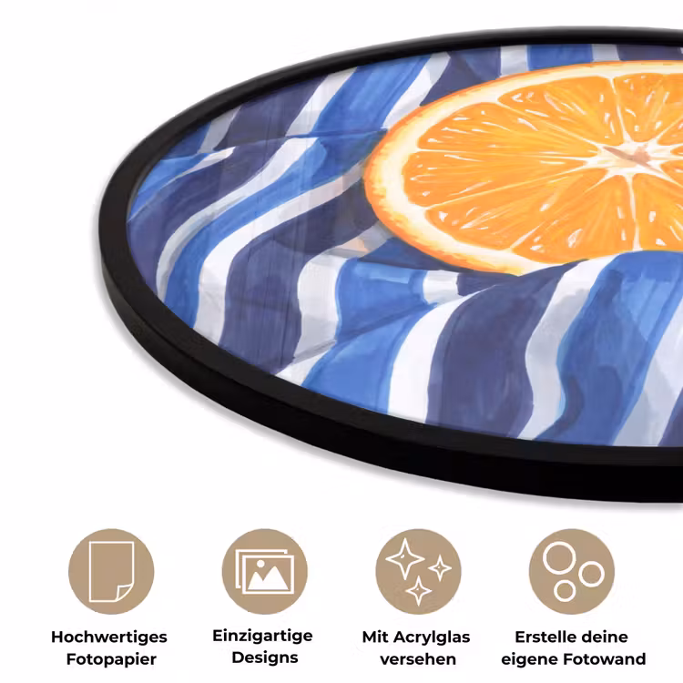 Poster im Rahmen Rund - Essen – Obst – Orange - Eten - Fruit - Oranje Fotolijst rond zonder passe partout klein
