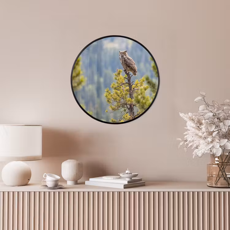 Uil - Oehoe - Bomen - Natuur Fotolijst rond zonder passe partout klein -sfeer3