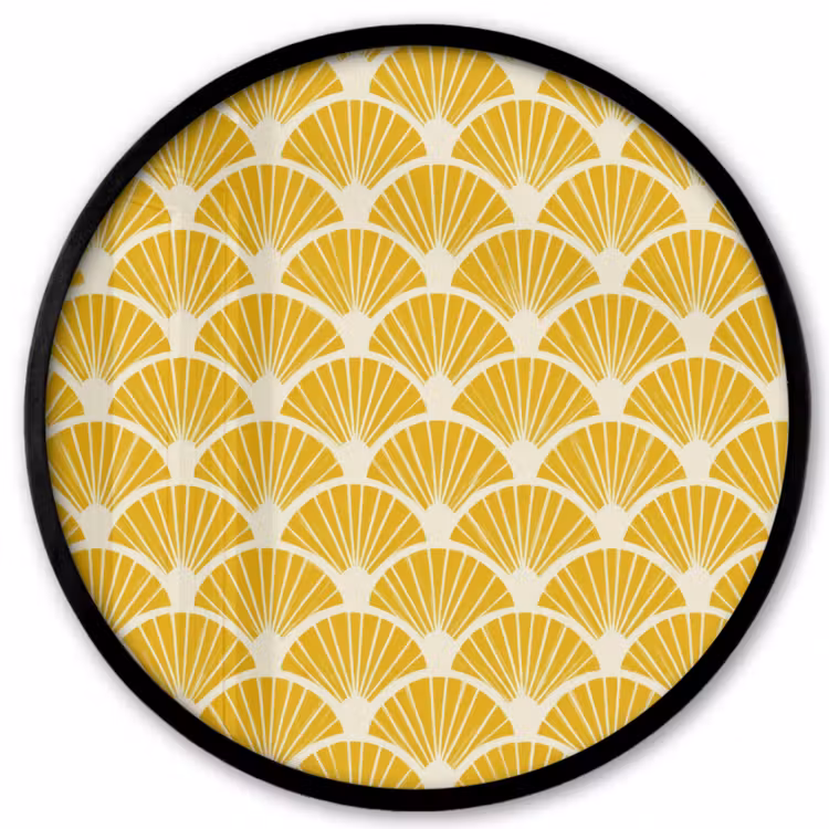 Waaiers - Art Deco - Retro - Okergeel Fotolijst rond zonder passe partout klein 856 -3d