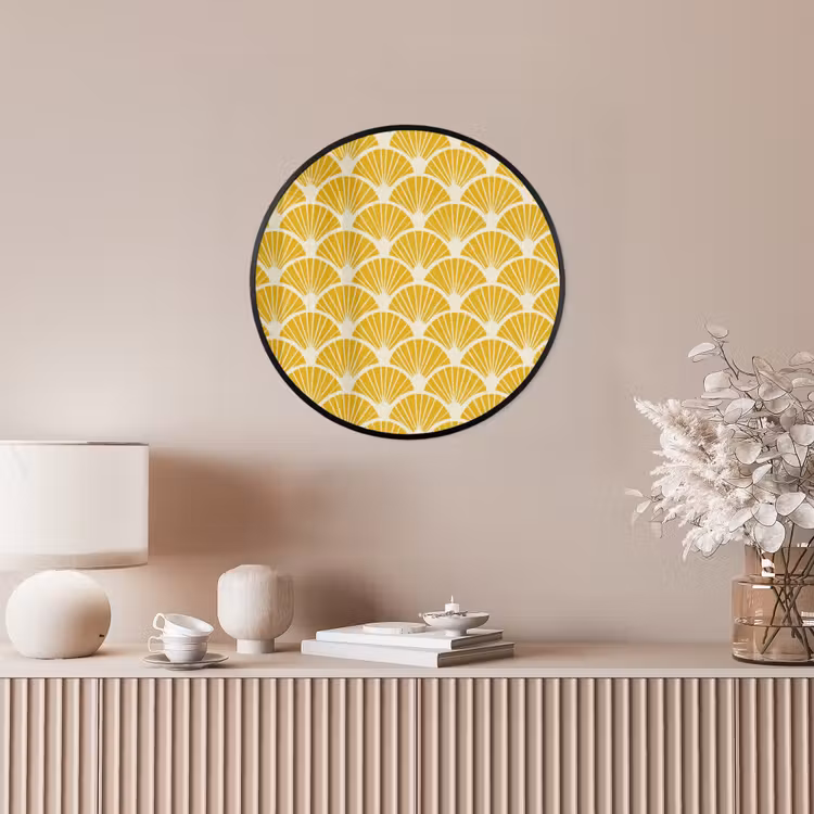 Waaiers - Art Deco - Retro - Okergeel Fotolijst rond zonder passe partout klein 856 -sfeer3