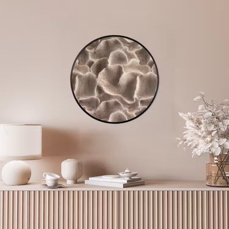 Waaiervorm - Beige - Vezel textuur Fotolijst rond zonder passe partout klein 856 -sfeer3
