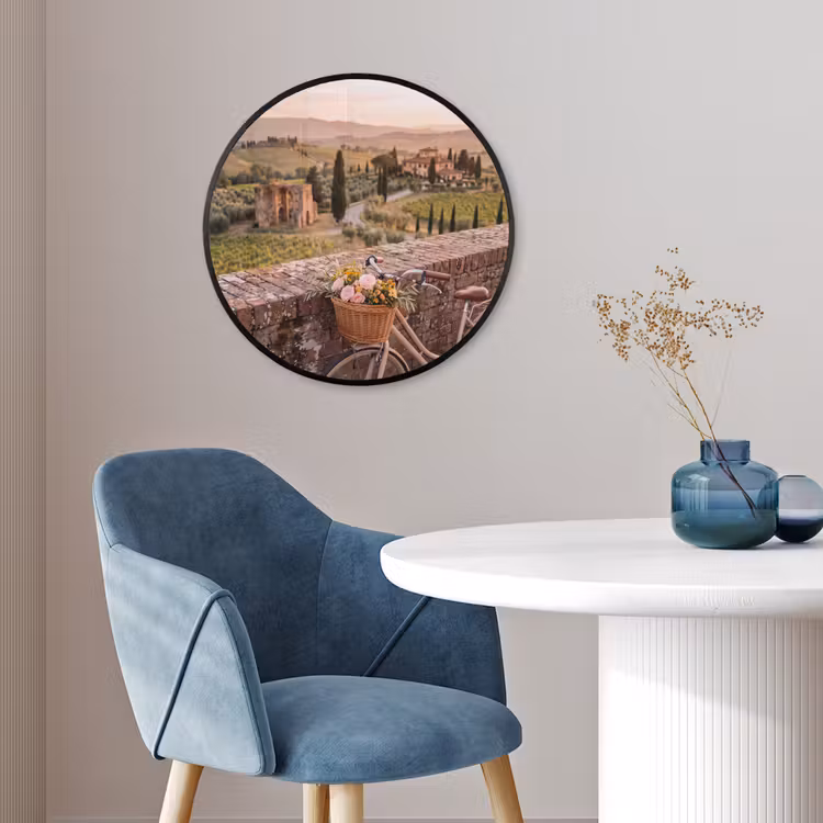Fiets - Bloemen - Toscane - Landschap - Roze Fotolijst rond zonder passe partout klein -sfeer2