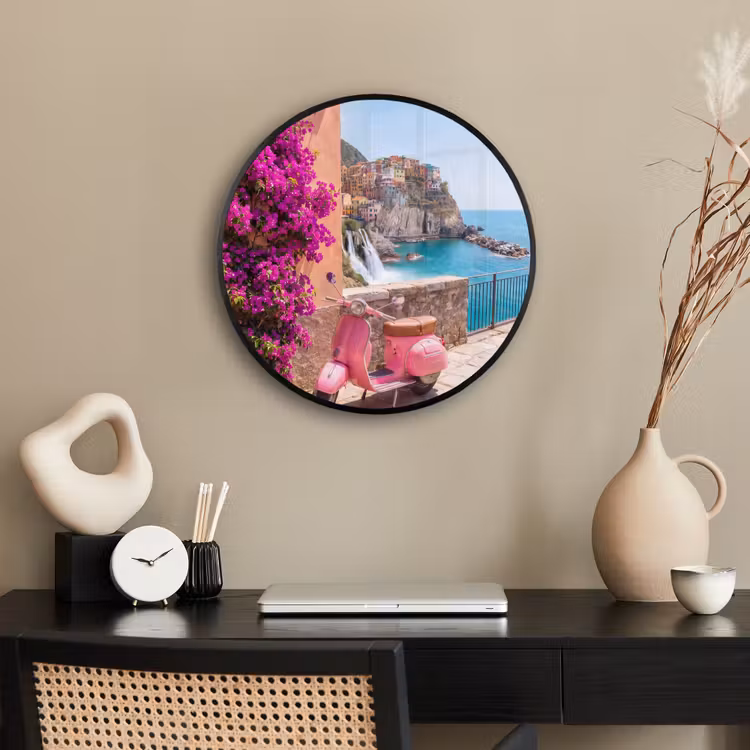 Voertuig - Roze - Kust - Zomer - Reizen Fotolijst rond zonder passe partout klein -sfeer1