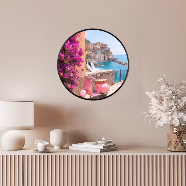 Voertuig - Roze - Kust - Zomer - Reizen Fotolijst rond zonder passe partout klein -sfeer3