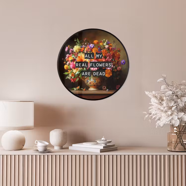 Kleur - Bloemen - Vintage - Bloemenvaas Fotolijst rond zonder passe partout klein -sfeer3