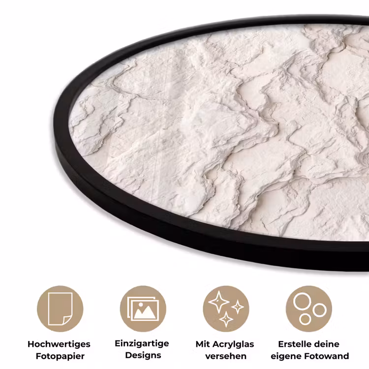 Rots - Structuur - Natuur - Beige - Abstract Fotolijst rond zonder passe partout klein -closeup_DE