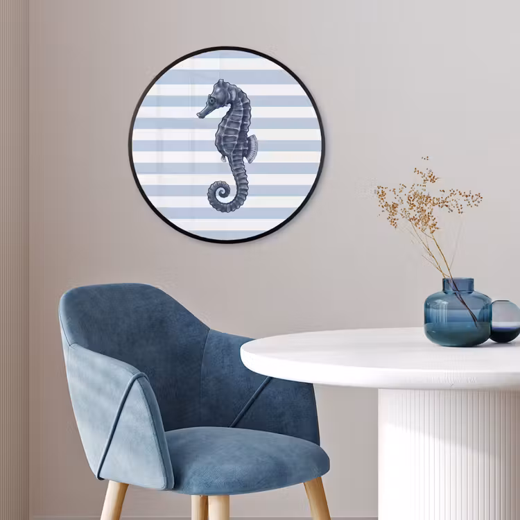 Vis - Oceaan - Illustratie - Blauw - Strepen Fotolijst rond zonder passe partout klein -sfeer2