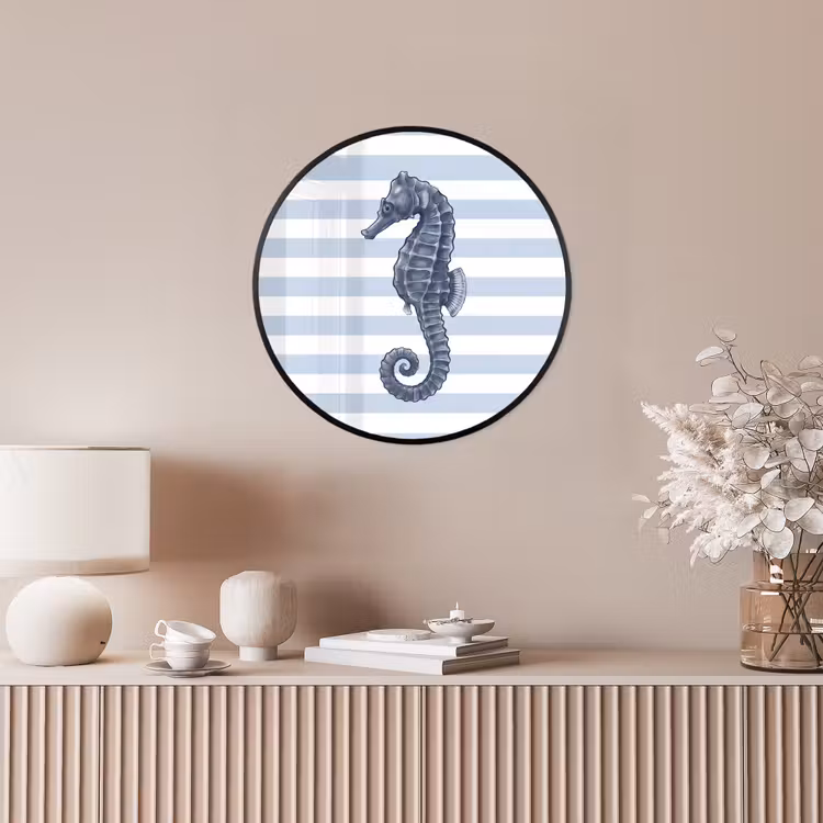Vis - Oceaan - Illustratie - Blauw - Strepen Fotolijst rond zonder passe partout klein -sfeer3