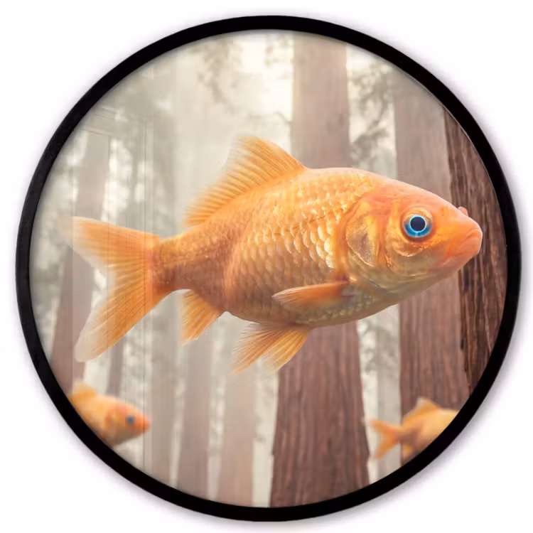 Poster im Rahmen Rund - Fisch – Wald – Fantasie - Vis - Bos - Fantasie Fotolijst rond zonder passe partout klein