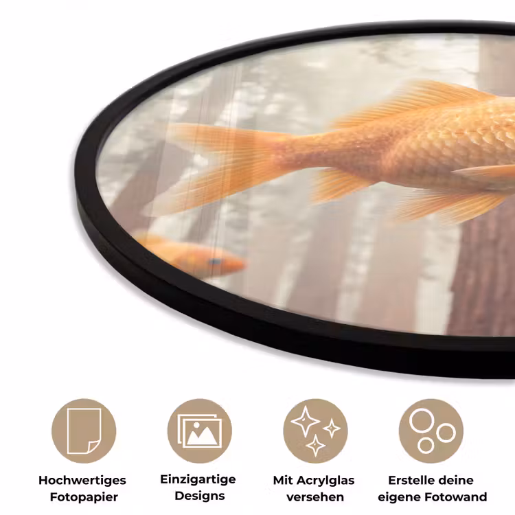 Poster im Rahmen Rund - Fisch – Wald – Fantasie - Vis - Bos - Fantasie Fotolijst rond zonder passe partout klein