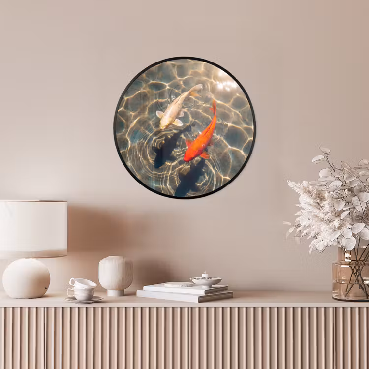 Vis - Water - Dieren - Oranje - Goud Fotolijst rond zonder passe partout klein -sfeer3