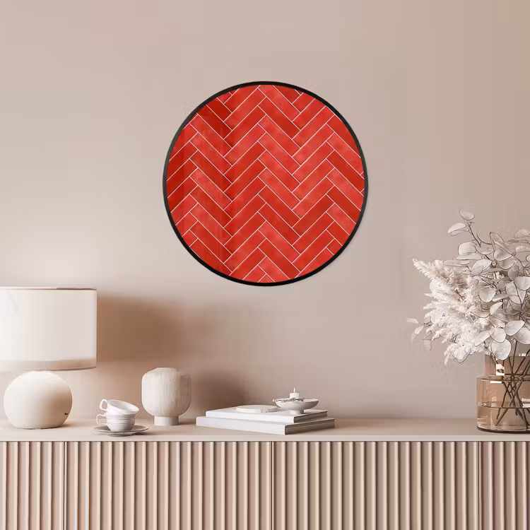 Visgraat - Tegel - Rood Fotolijst rond zonder passe partout klein 856 -sfeer3