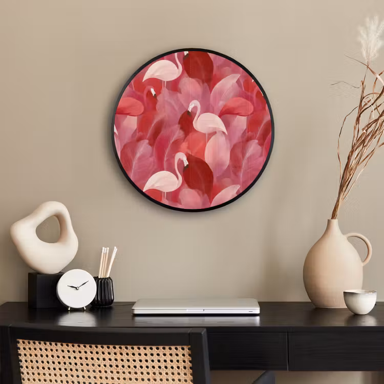 Flamingo - Botanisch - Elegant - Roze - Rood Fotolijst rond zonder passe partout klein 856 -sfeer1