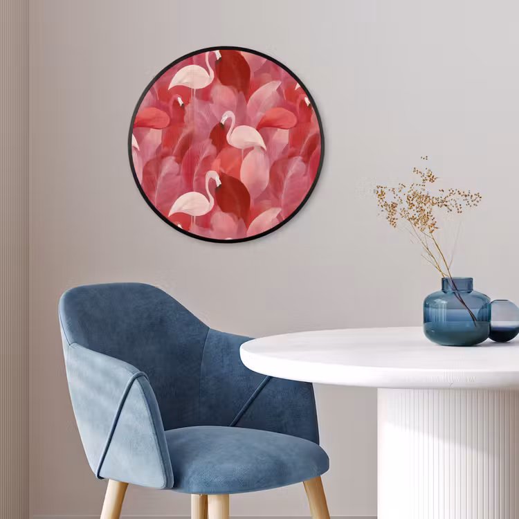 Flamingo - Botanisch - Elegant - Roze - Rood Fotolijst rond zonder passe partout klein 856 -sfeer2