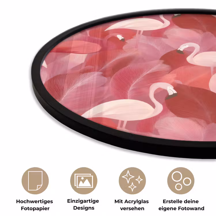Flamingo - Botanisch - Elegant - Roze - Rood Fotolijst rond zonder passe partout klein 856 -closeup_DE