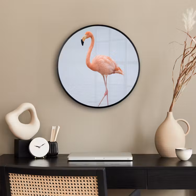 Flamingo - Zee - Roze Fotolijst rond zonder passe partout klein -sfeer1