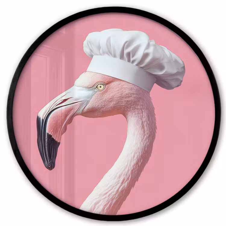 Flamingo - Roze - Koksmuts - Vogel Fotolijst rond zonder passe partout klein -3d