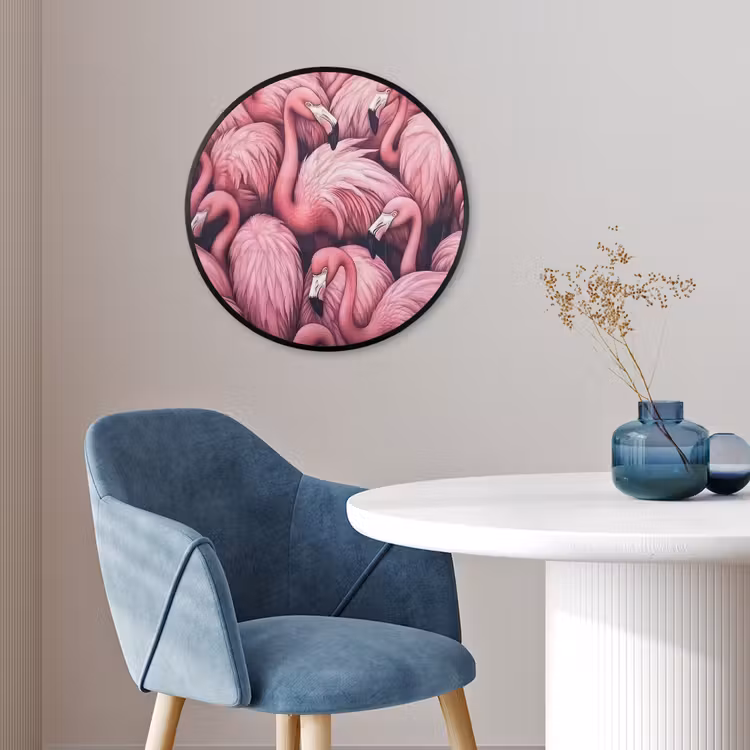 Flamingo - Roze - Dieren Fotolijst rond zonder passe partout klein -sfeer2