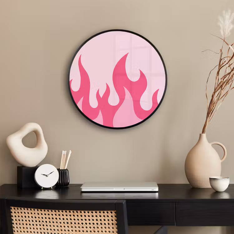 Vlammen - Patroon - Abstract - Modern - Roze Fotolijst rond zonder passe partout klein -sfeer1