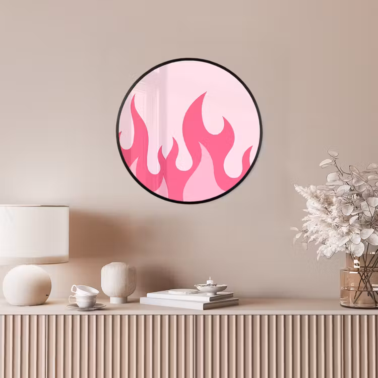 Vlammen - Patroon - Abstract - Modern - Roze Fotolijst rond zonder passe partout klein -sfeer3