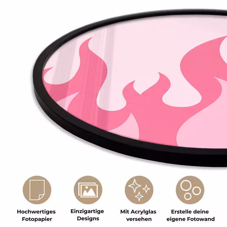Vlammen - Patroon - Abstract - Modern - Roze Fotolijst rond zonder passe partout klein -closeup_DE