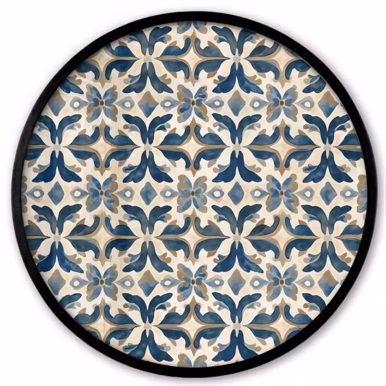 Tegel - Patroon - Blauw - Beige Fotolijst rond zonder passe partout klein 856 -3d