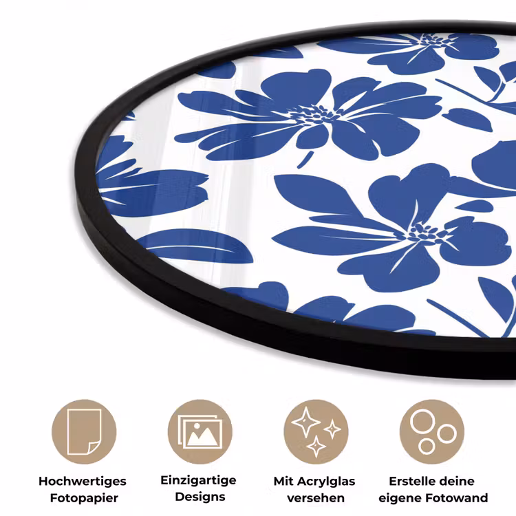 Floraal - Modern - Blauw Fotolijst rond zonder passe partout klein 856 -closeup_DE
