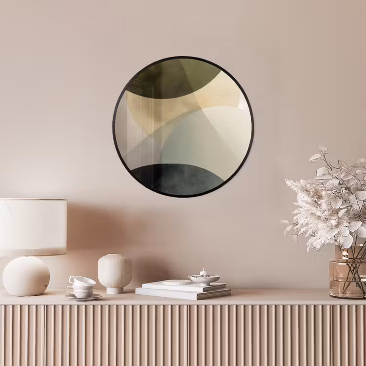 Vlakken - Abstract - Beige - Cirkels Fotolijst rond zonder passe partout klein -sfeer3