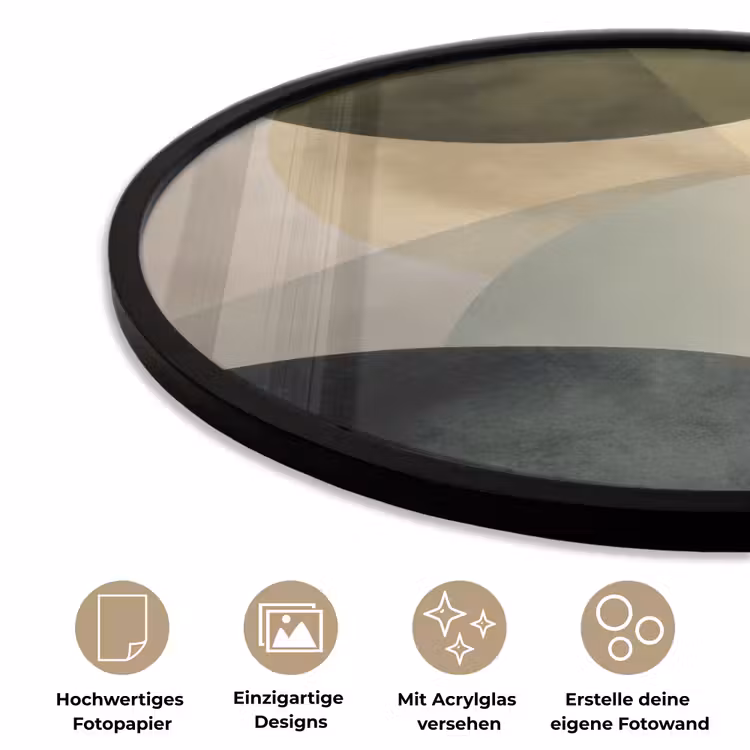 Vlakken - Abstract - Beige - Cirkels Fotolijst rond zonder passe partout klein -closeup_DE