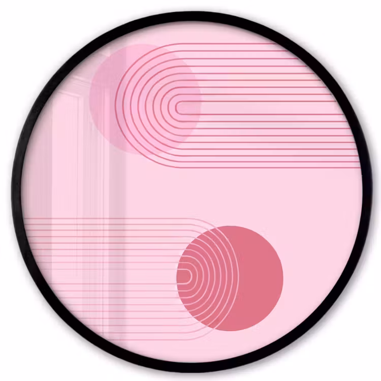 Vormen - Lijnen - Minimalistisch - Roze Fotolijst rond zonder passe partout klein -3d