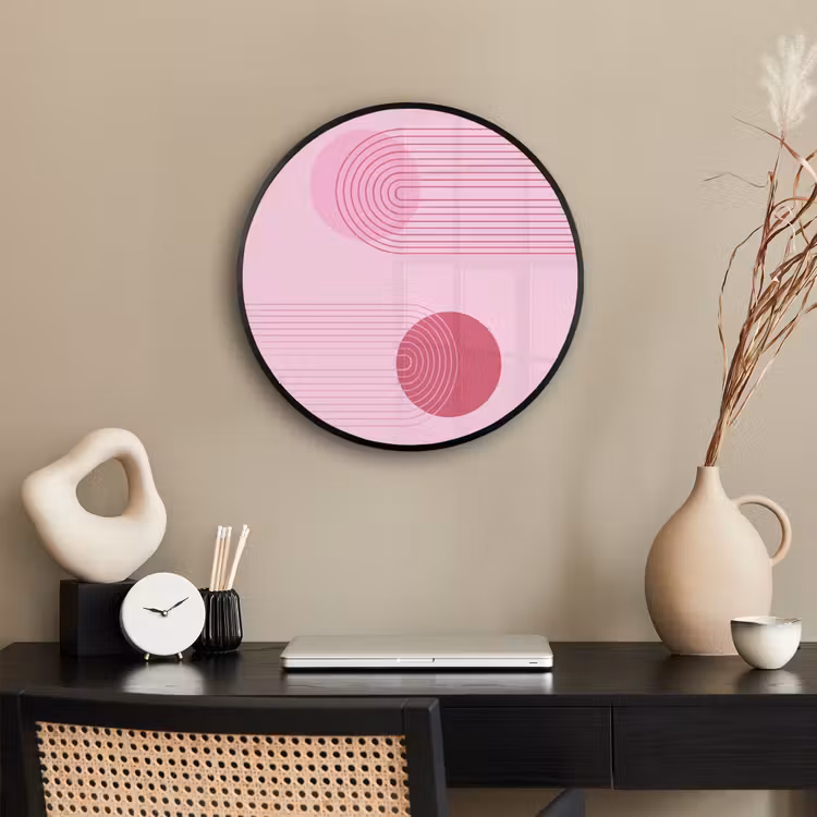 Vormen - Lijnen - Minimalistisch - Roze Fotolijst rond zonder passe partout klein -sfeer1