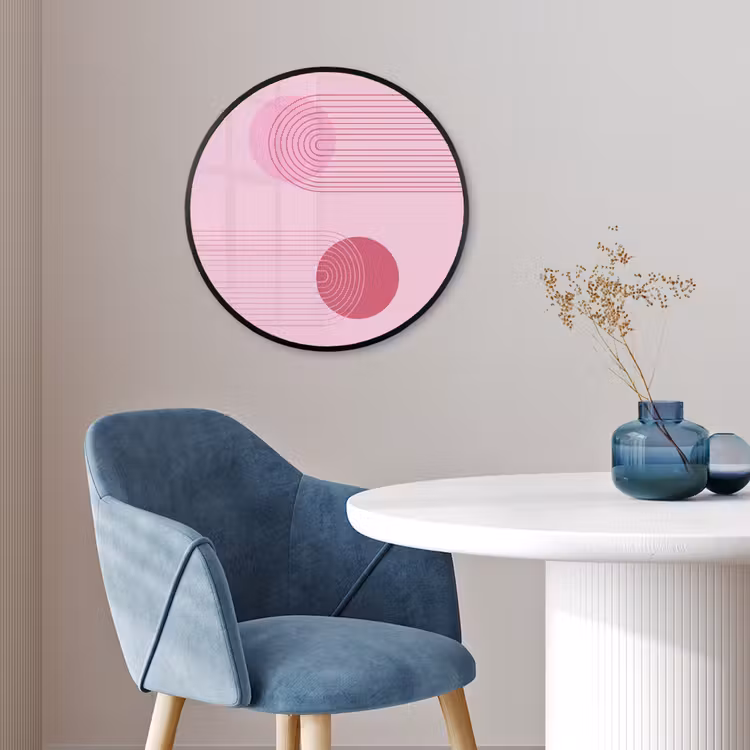 Vormen - Lijnen - Minimalistisch - Roze Fotolijst rond zonder passe partout klein -sfeer2