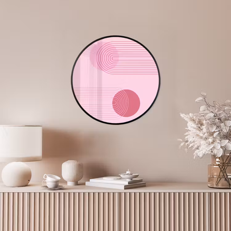 Vormen - Lijnen - Minimalistisch - Roze Fotolijst rond zonder passe partout klein -sfeer3