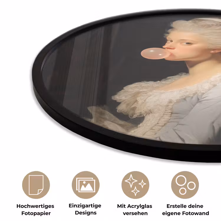 Vrouw - Barokjurk - Kauwgom Fotolijst rond zonder passe partout klein -closeup_DE