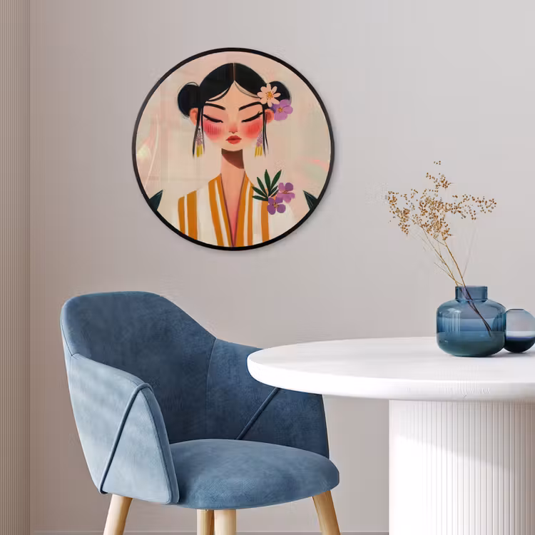 Vrouw - Bloemen - Pastel Fotolijst rond zonder passe partout klein -sfeer2