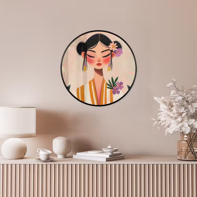 Vrouw - Bloemen - Pastel Fotolijst rond zonder passe partout klein -sfeer3