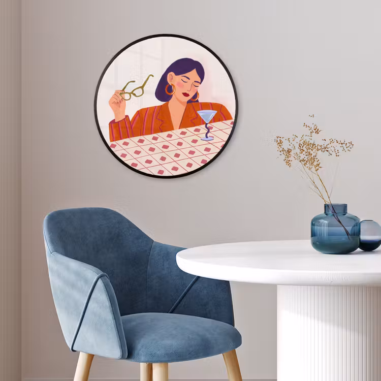 Vrouw - Bril - Cocktail - Illustratie - Modern Fotolijst rond zonder passe partout klein -sfeer2