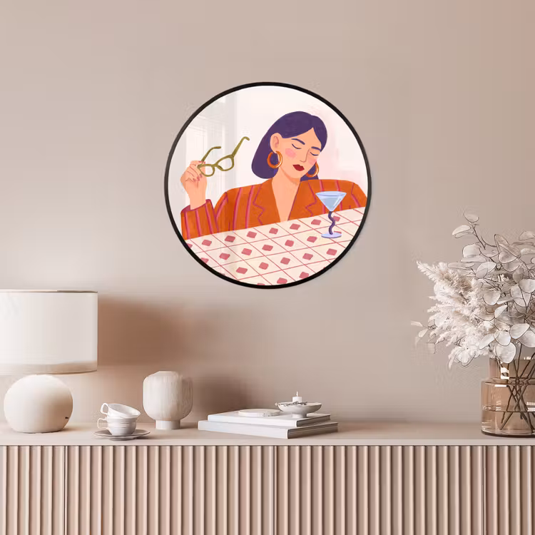 Vrouw - Bril - Cocktail - Illustratie - Modern Fotolijst rond zonder passe partout klein -sfeer3