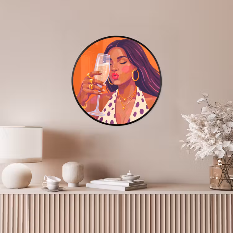 Vrouw - Champagne - Feest - Modern - Oranje Fotolijst rond zonder passe partout klein -sfeer3